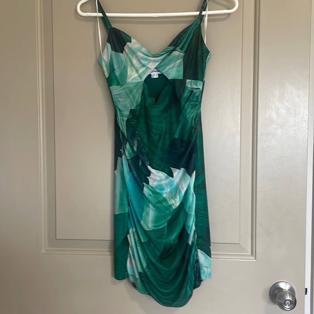 Tropical green mini dress